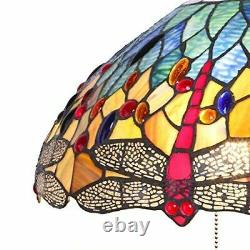 Tiffany Style Stained Glass Blue Dragonfly Floor Lamp 18 Shade New