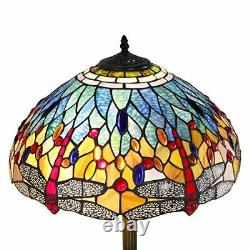 Tiffany Style Stained Glass Blue Dragonfly Floor Lamp 18 Shade New