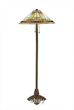 Tiffany Style Stained Glass Blue Mission Floor Lamp 16 Shade Handcrafted New