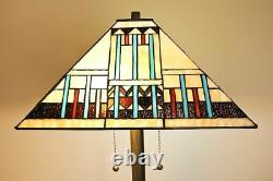 Tiffany Style Stained Glass Blue Mission Floor Lamp 16 Shade Handcrafted New