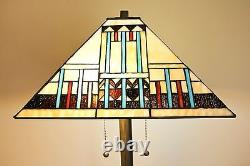 Tiffany Style Stained Glass Blue Mission Floor Lamp Handcrafted 16 Shade