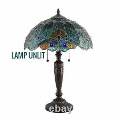 Tiffany Style Stained Glass Blue Vintage Table Lamp 16 Shade New