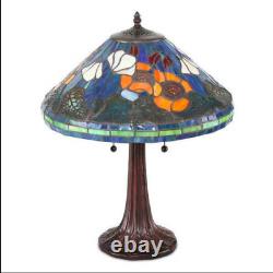 Tiffany Style Stained Glass Blue and Green Water Lily Lamp Set 16 Shade New