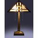 Tiffany Style Stained Glass Brown Mission Table Lamp 16 Shade Handcrafted New
