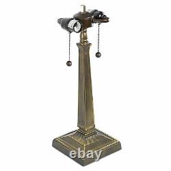 Tiffany Style Stained Glass Brown Mission Table Lamp 2 light 14 Shade New