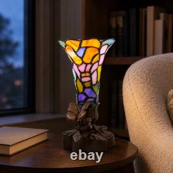 Tiffany Style Stained Glass Butterfly Accent Lamp Art Nouveau 11.75
