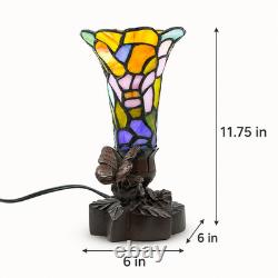 Tiffany Style Stained Glass Butterfly Accent Lamp Art Nouveau 11.75