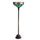 Tiffany Style Stained Glass Cabochon Victorian Torchiere Floor Lamp Bronze Base
