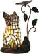 Tiffany-style Stained Glass Cat Accent Table Lamp Cat Watching A Butterfly
