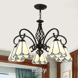 Tiffany Style Stained Glass Ceiling Hanging Lamp 5 Heads Chandelier Pendant Lamp