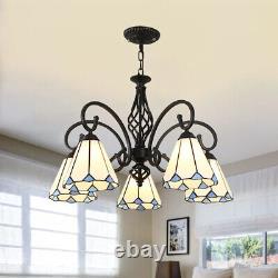 Tiffany Style Stained Glass Ceiling Hanging Lamp 5 Heads Chandelier Pendant Lamp