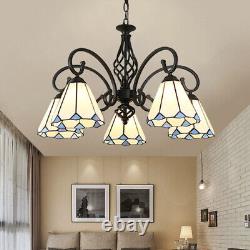 Tiffany Style Stained Glass Ceiling Hanging Lamp 5 Heads Chandelier Pendant Lamp