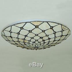 Tiffany Style Stained Glass Ceiling Lamp Flush Mount Chandelier Light Fixture