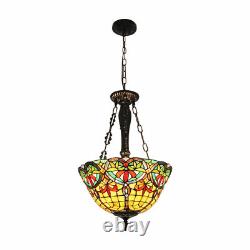 Tiffany Style Stained Glass Ceiling Pendant Light Fixture Vintage Hanging Lamp