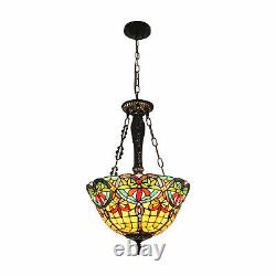 Tiffany Style Stained Glass Ceiling Pendant Light Fixture Vintage Hanging Lamp