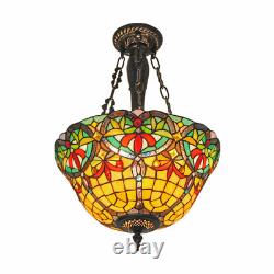 Tiffany Style Stained Glass Ceiling Pendant Light Fixture Vintage Hanging Lamp