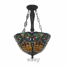 Tiffany Style Stained Glass Ceiling Pendant Light Fixture Vintage Hanging Lamp