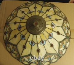 Tiffany Style Stained Glass Colorful Table / Floor Lamp Shade Vintage Large