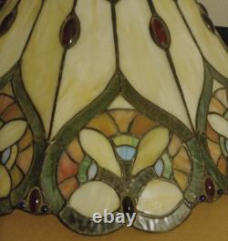 Tiffany Style Stained Glass Colorful Table / Floor Lamp Shade Vintage Large