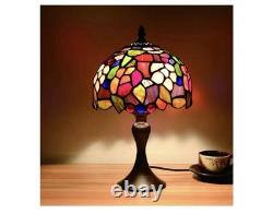 Tiffany Style Stained Glass Dome Shade Table Lamp, Multicolor, 38cm H
