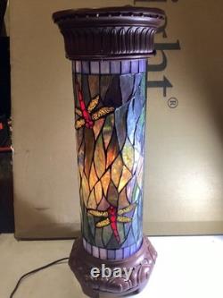 Tiffany Style Stained Glass Dragonfly 30.5 Pedestal Lamp 10 Round
