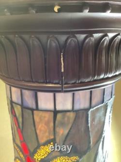Tiffany Style Stained Glass Dragonfly 30.5 Pedestal Lamp 10 Round