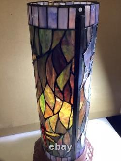 Tiffany Style Stained Glass Dragonfly 30.5 Pedestal Lamp 10 Round