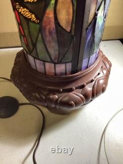Tiffany Style Stained Glass Dragonfly 30.5 Pedestal Lamp 10 Round
