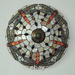 Tiffany Style Stained Glass Dragonfly Ceiling Lamp Dining Room Flush Mount Light