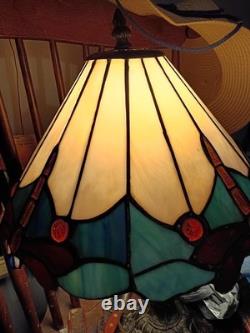 Tiffany Style Stained Glass Dragonfly Lamp Vintage Revival Leaded Glass Table
