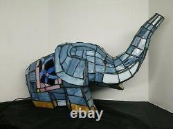 Tiffany Style Stained Glass Elephant Accent Lamp Night light