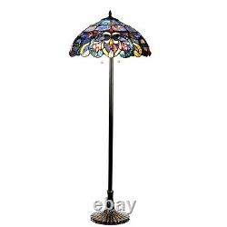 Tiffany Style Stained Glass Floor Lamp 18 Shade Victorian 2 Bulb 62 Tall