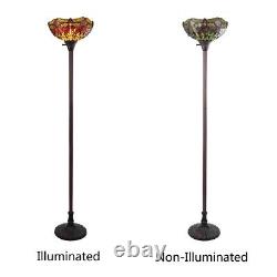 Tiffany Style Stained Glass Floor Lamp Dragonfly Design Torchiere Shade