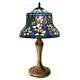 Tiffany Style Stained Glass Floral Blue Glass Table Lamp 20inh