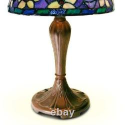 Tiffany Style Stained Glass Floral Blue Glass Table Lamp 20inH