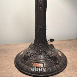 Tiffany Style Stained Glass Floral Dome Shade Table Lamp Pull Chain Bronze