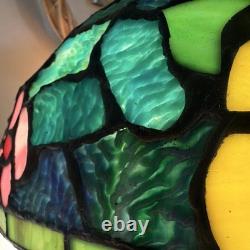 Tiffany Style Stained Glass Floral Dome Shade Table Lamp Pull Chain Bronze