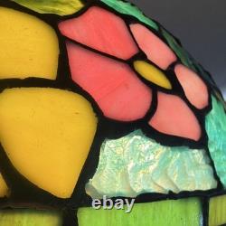 Tiffany Style Stained Glass Floral Dome Shade Table Lamp Pull Chain Bronze