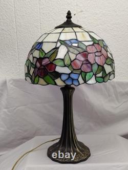 Tiffany Style Stained Glass Floral Table Lamp Multicolor Art Nouveau Dome Shade