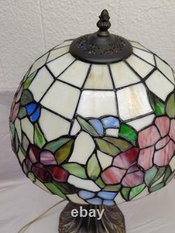 Tiffany Style Stained Glass Floral Table Lamp Multicolor Art Nouveau Dome Shade