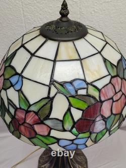 Tiffany Style Stained Glass Floral Table Lamp Multicolor Art Nouveau Dome Shade