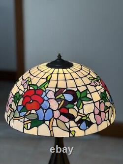 Tiffany Style Stained Glass Floral Table Lamp Tall 20 Inches Heavy