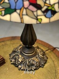 Tiffany Style Stained Glass Floral Table Lamp Tall 20 Inches Heavy