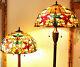 Tiffany Style Stained Glass Floral Table And Floor Lamp Set 2 Light 18 Shade