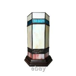 Tiffany Style Stained Glass Geometric Accent Pedestal Table Lamp 14 Tall