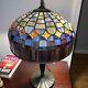 Tiffany Style Stained Glass Gothic Table Lamp, Heavy, 2 Light Bulbs, Pull Chain