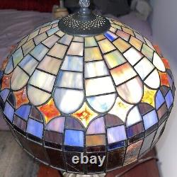 Tiffany Style Stained Glass Gothic Table Lamp, Heavy, 2 Light Bulbs, Pull Chain