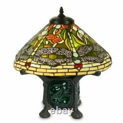 Tiffany Style Stained Glass Green Dragonfly Table Lamp WithIlluminated Base New