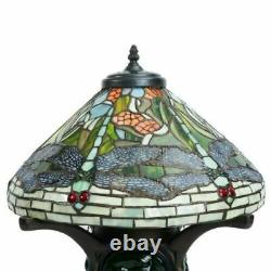 Tiffany Style Stained Glass Green Dragonfly Table Lamp WithIlluminated Base New