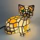 Tiffany Style Stained Glass Green Eyed Cat Table Desk Lamp Night Light